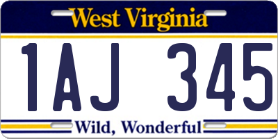 WV license plate 1AJ345