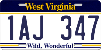 WV license plate 1AJ347
