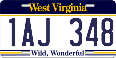 WV license plate 1AJ348