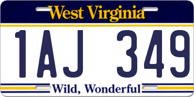 WV license plate 1AJ349