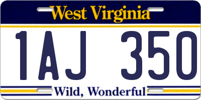 WV license plate 1AJ350