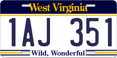 WV license plate 1AJ351