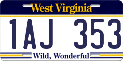 WV license plate 1AJ353