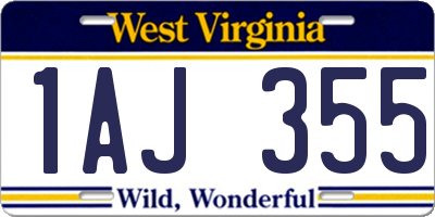 WV license plate 1AJ355