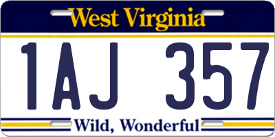 WV license plate 1AJ357