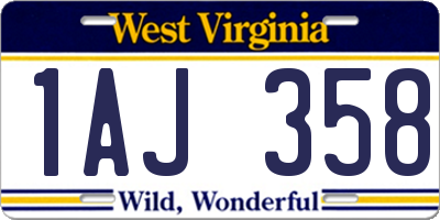 WV license plate 1AJ358