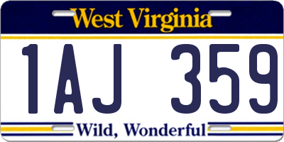 WV license plate 1AJ359