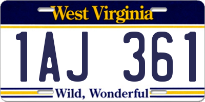 WV license plate 1AJ361