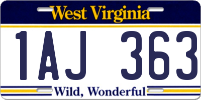 WV license plate 1AJ363