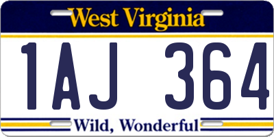 WV license plate 1AJ364
