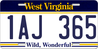 WV license plate 1AJ365