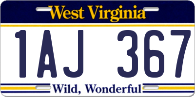 WV license plate 1AJ367