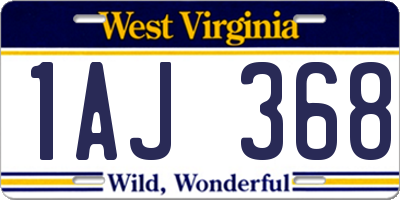 WV license plate 1AJ368