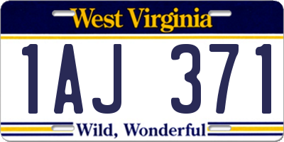 WV license plate 1AJ371