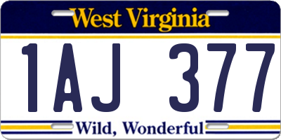 WV license plate 1AJ377