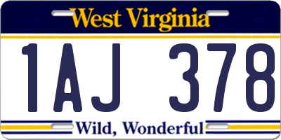 WV license plate 1AJ378