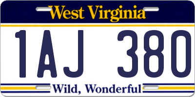 WV license plate 1AJ380