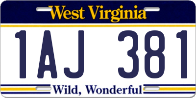 WV license plate 1AJ381