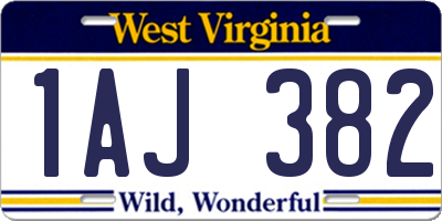WV license plate 1AJ382