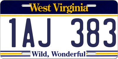 WV license plate 1AJ383