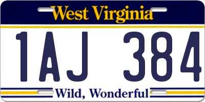 WV license plate 1AJ384