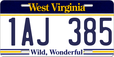 WV license plate 1AJ385