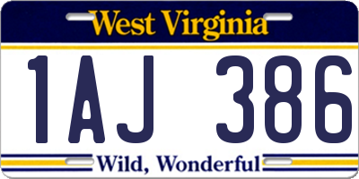 WV license plate 1AJ386