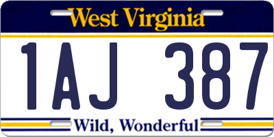 WV license plate 1AJ387