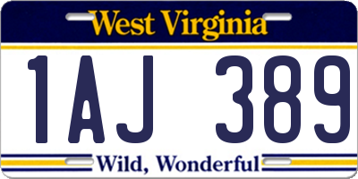 WV license plate 1AJ389