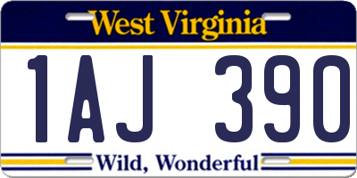 WV license plate 1AJ390