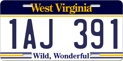 WV license plate 1AJ391