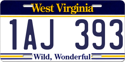 WV license plate 1AJ393