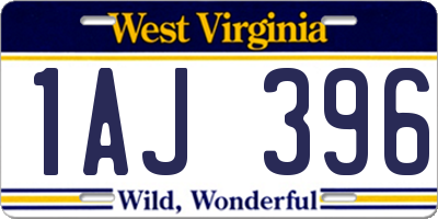 WV license plate 1AJ396