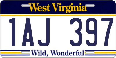 WV license plate 1AJ397
