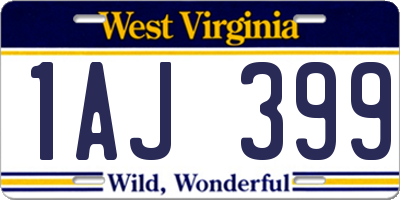 WV license plate 1AJ399