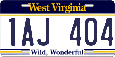 WV license plate 1AJ404