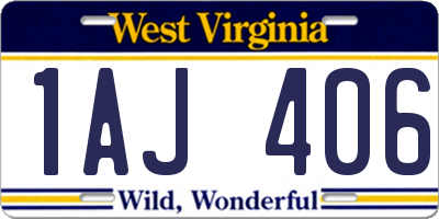 WV license plate 1AJ406