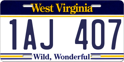 WV license plate 1AJ407