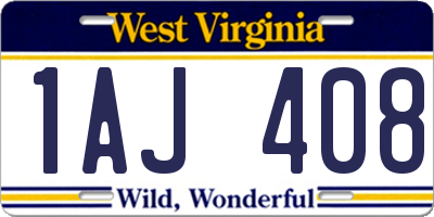 WV license plate 1AJ408