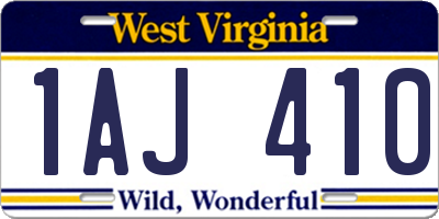 WV license plate 1AJ410