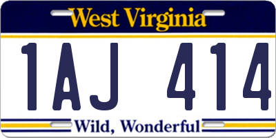 WV license plate 1AJ414