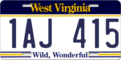 WV license plate 1AJ415