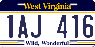 WV license plate 1AJ416