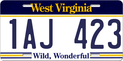 WV license plate 1AJ423