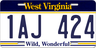 WV license plate 1AJ424
