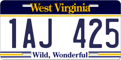 WV license plate 1AJ425