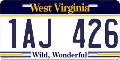WV license plate 1AJ426