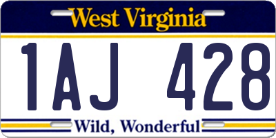 WV license plate 1AJ428
