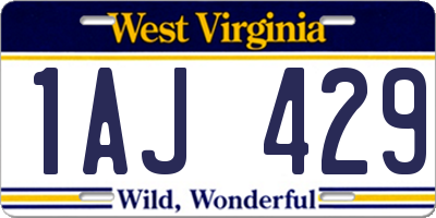 WV license plate 1AJ429