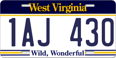 WV license plate 1AJ430